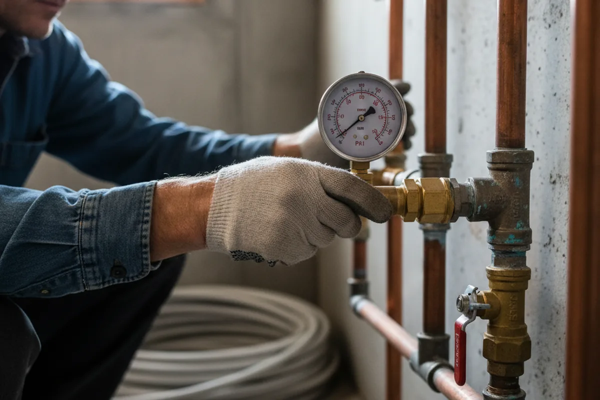 Pressure testing a repaired line during Water Line Repair in Sherwood